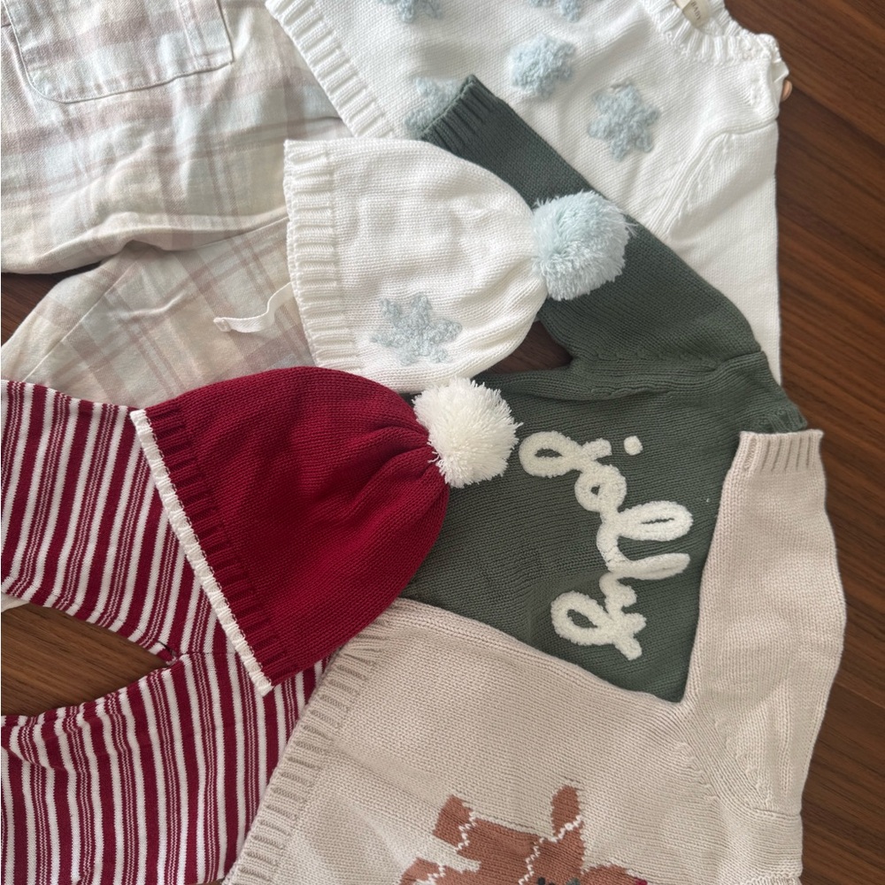 Cozy Kids' Knit Hat - Red and White